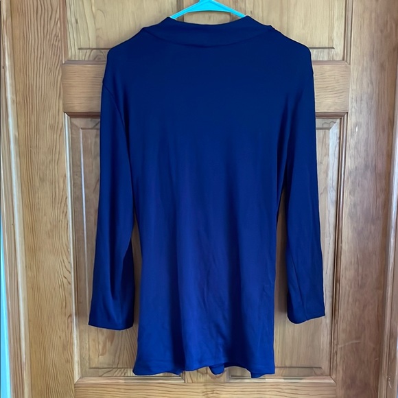 41 Hawthorn Navy Wrap Ruched Knit Blouse - Picture 2 of 4